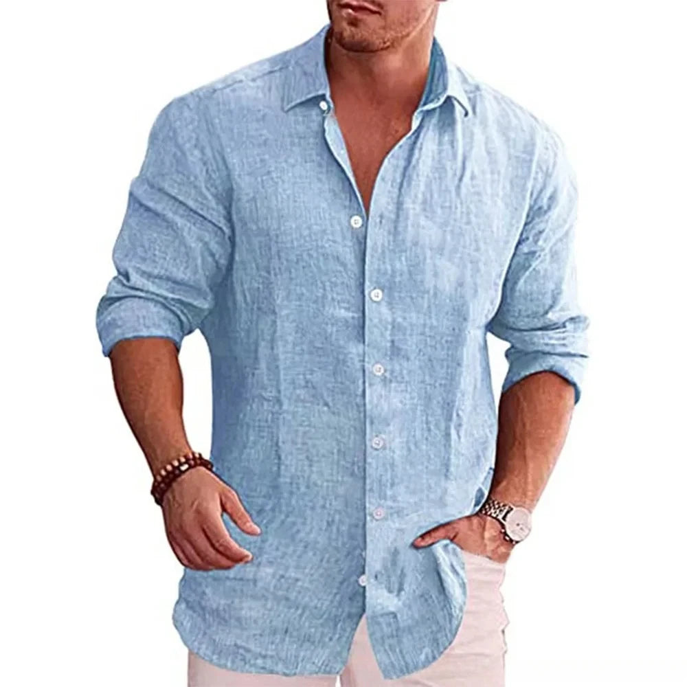 Cotton Linen Autumn Hot Selling Men's Long Sleeve Shirt Solid Color Casual  Style Plus Size Men's Casual Linen Shirt – Street Arena's