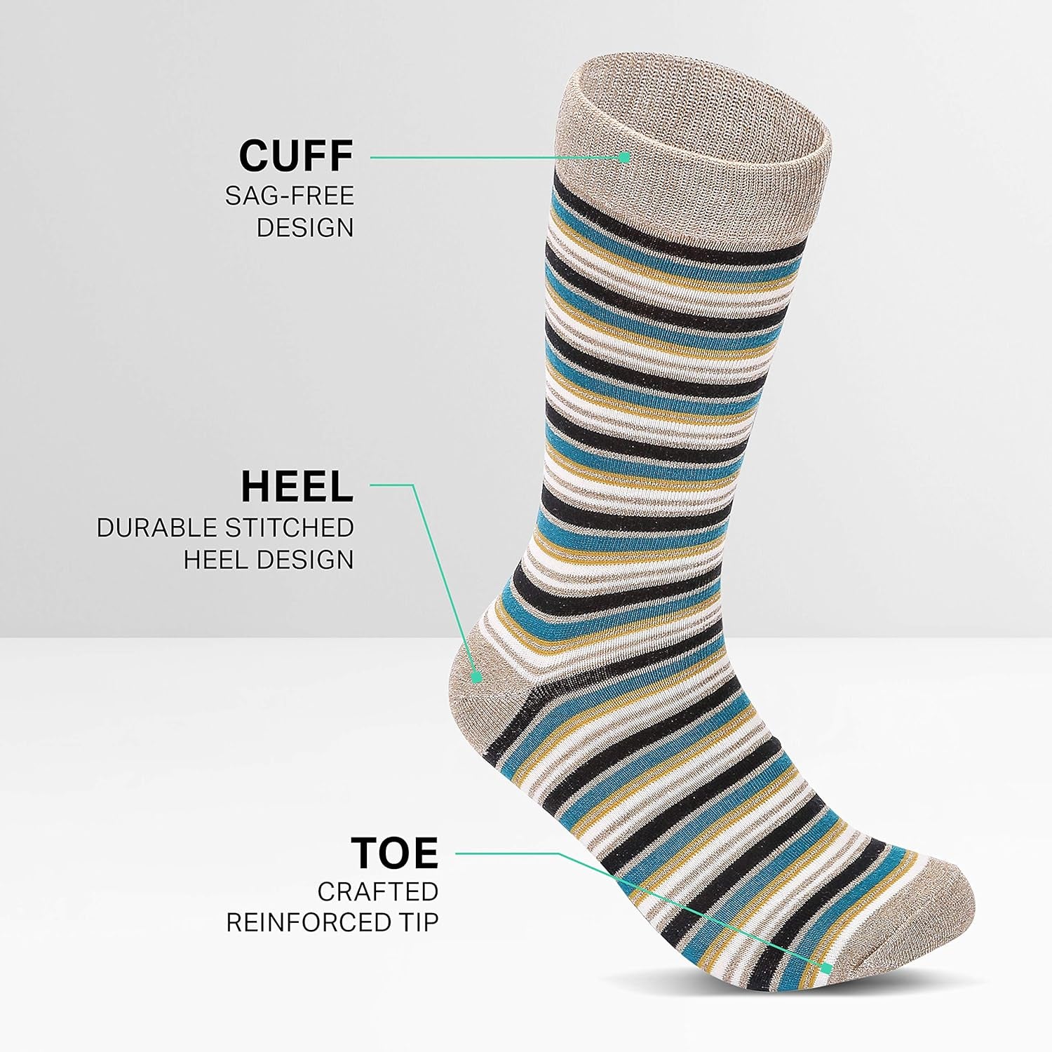 Men's Patterned Dress Socks, Fashion Cotton Socks - 5 Pack